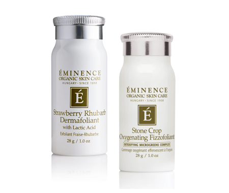Eminence Organics Strawberry Rhubarb Dermafoliant and Stone Crop Fizzofoliant Gift with Purchase 